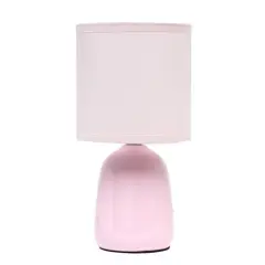 Simple Designs 10" Thimble Base Ceramic Table Lamp Light Pink