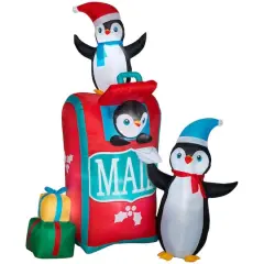 6.5ft. Airblown&reg; Inflatable Christmas Mailbox with Penguins Scene