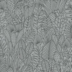 RoomMates Tropical Leaves Sketch Peel & Stick Wallpaper Gray