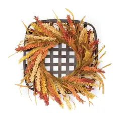 20" Orange Wreath & Wicker Wall Accent