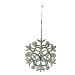 Hello Honey&reg; 5.5" Beaded Snowflake Metal & Glass Ornament