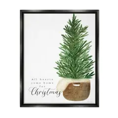 Stupell Industries All Hearts Home For Christmas Phrase Floater Canvas Wall Art Black