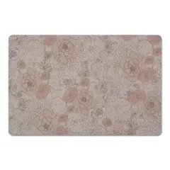 Multicolored Floral Floor Mat Tan