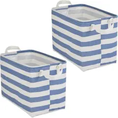 DII&reg; Striped Laundry Bins, 2ct. French Blue Stripe