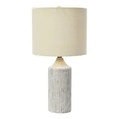 Hello Honey&reg; 23.5" Fluted Cement Desk Lamp with Linen Drum Shade