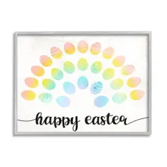 Stupell Industries Happy Easter Phrase Patterned Egg Rainbow Framed Giclee Art Gray