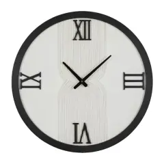 24" White Wood Art Deco Line Art Wall Clock