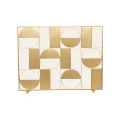 Gold Metal Contemporary Fireplace Screen, 32" x 40" x 6"
