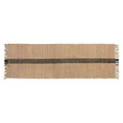 Hello Honey&reg; Natural Jute & Cotton Floor Runner with Black Woven Stripe, 2.5ft.x9ft.