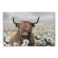 18" x 27" Highland Cow Dandelion Field Floor Mat