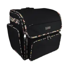 Everything Mary Black Floral Deluxe Collapsible Rolling Craft Bag