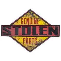 American Art D&eacute;cor&trade; 18.25" Genuine Stolen Parts Embossed Metal Sign