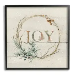 Stupell Industries Seasonal Winter Joy Wreath Framed Giclee Art Black