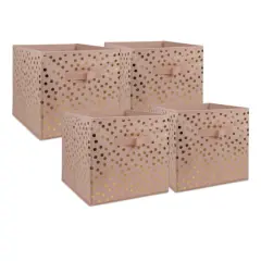 DII&reg; 11" Nonwoven Polyester Small Dots Storage Cubes, 4ct. Pink/Gold
