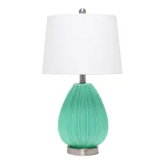 Lalia Home 23" Pleated Table Lamp with White Fabric Shade Seafoam and White