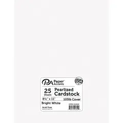 PA Paper&trade; Accents Bright White 8.5" x 11" 105lb. Pearlized Cardstock, 25 Sheets