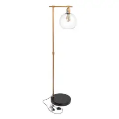 Hello Honey&reg; 5ft. Modern Metal Floor Lamp with Glass Globe Shade