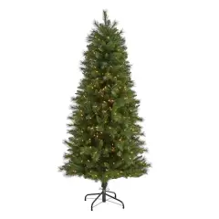 6ft. Pre-Lit West Virginia Mountain Pine Artificial Christmas Tree, Clear LED Lights