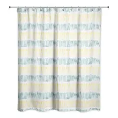 Hatch Lines Shower Curtain Blue and Yellow