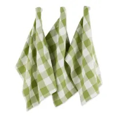 DII&reg; Antique Green Buffalo Check Dish Towels, 3ct.