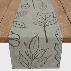 72'' Green Leaf Pattern Cotton Twill Runner