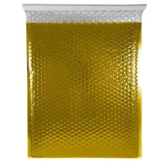 JAM Paper 12" x 15.5" Bubble Padded Mailers with Self Adhesive Closure, 12ct. Gold Metallic
