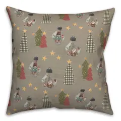 Gray Tree & Globe Pattern Throw Pillow