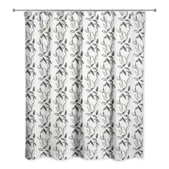 Black Leaf Stripes 71" x 74" Shower Curtain