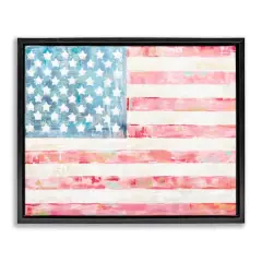 Stupell Industries Patriotic Brushed Flag Floater Framed Art Black