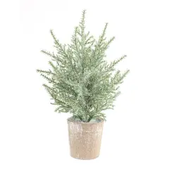 6 Pack 12" Unlit Icy Pine Artificial Potted Christmas Tree Set