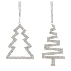 Iron & Glass Jewel Tree Ornament Set, 4.75" & 5.75"
