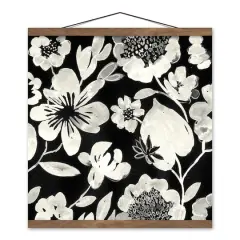 Cream Flowers Teak Hanging Canvas