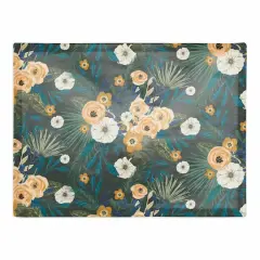Tropical Floral Cotton Twill Placemat Green