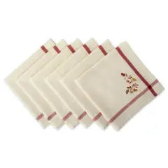 DII&reg; Natural Embroidered Fall Leaves Bordered Napkins, 6ct.