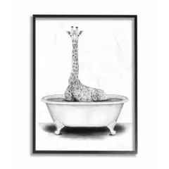 Stupell Industries Giraffe in a Tub with Black Frame Wall Accent