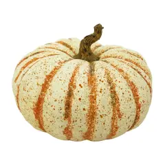 14" Flat Cream & Orange Speckled Decorative Pumpkin by Ashland&reg;