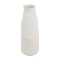 20" Cream Ceramic Abstract Wavy Vase with Textured Speckled Detailing