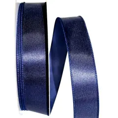 JAM Paper 1.5" x 50yd. Satin Value Wired Ribbon Navy