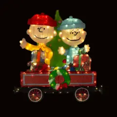 Peanuts&reg; 2-Piece 2D Pre Lit Train Yard Art Set