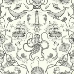 RoomMates Deep Sea Toile Peel & Stick Wallpaper Black and White