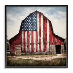 Stupell Industries Americana Barn View Framed Giclee Art Black