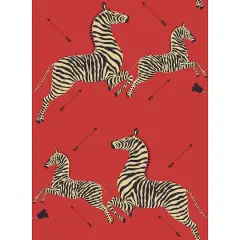 Scalamandre Masai Red Zebra Safari Peel & Stick Wallpaper