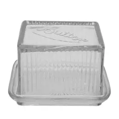 Hello Honey&reg; 6.5" Clear Pressed Glass Butter Dish with Lid