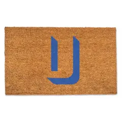 Blue Shadow Monogram Natural Coir Doormat U