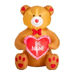 Glitzhome&reg; 6ft. Lighted Valentine's Inflatable Bear with Heart D&eacute;cor