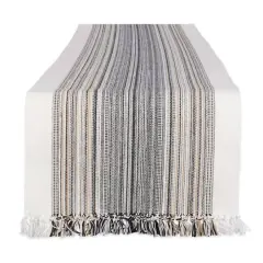 DII&reg; 72" Black Striped Fringed Table Runner