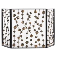 Gold Metal Modern Fireplace Screen, 32" x 56" x 1"