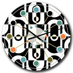 Designart 'Monochrome Geometric Pattern Viii Mid-Century Modern Wall Clock