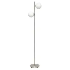 Simple Designs 66" Standing Tree Floor Lamp Brushed Nickel