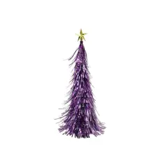 13.75" Tinsel Christmas Cone Tree Tabletop D&eacute;cor by Ashland&reg; Purple